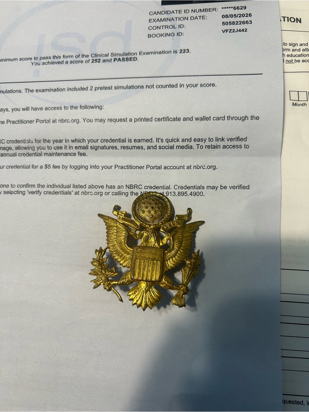 WW II Gold officers Eagle Emblem from hat original